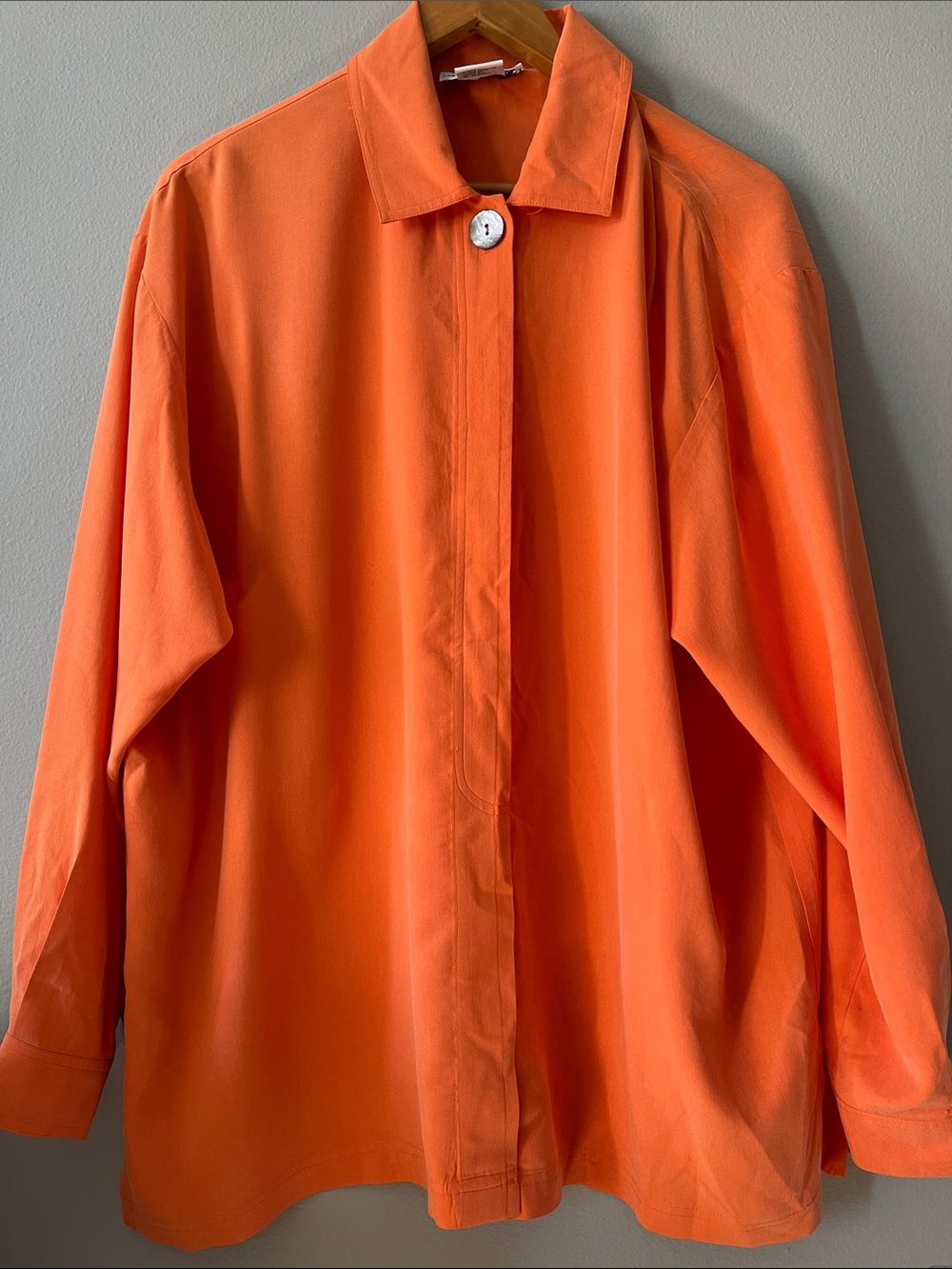 Saks Fifth Avenue Vintage Orange SILK Button-Front Shirt jacket XL